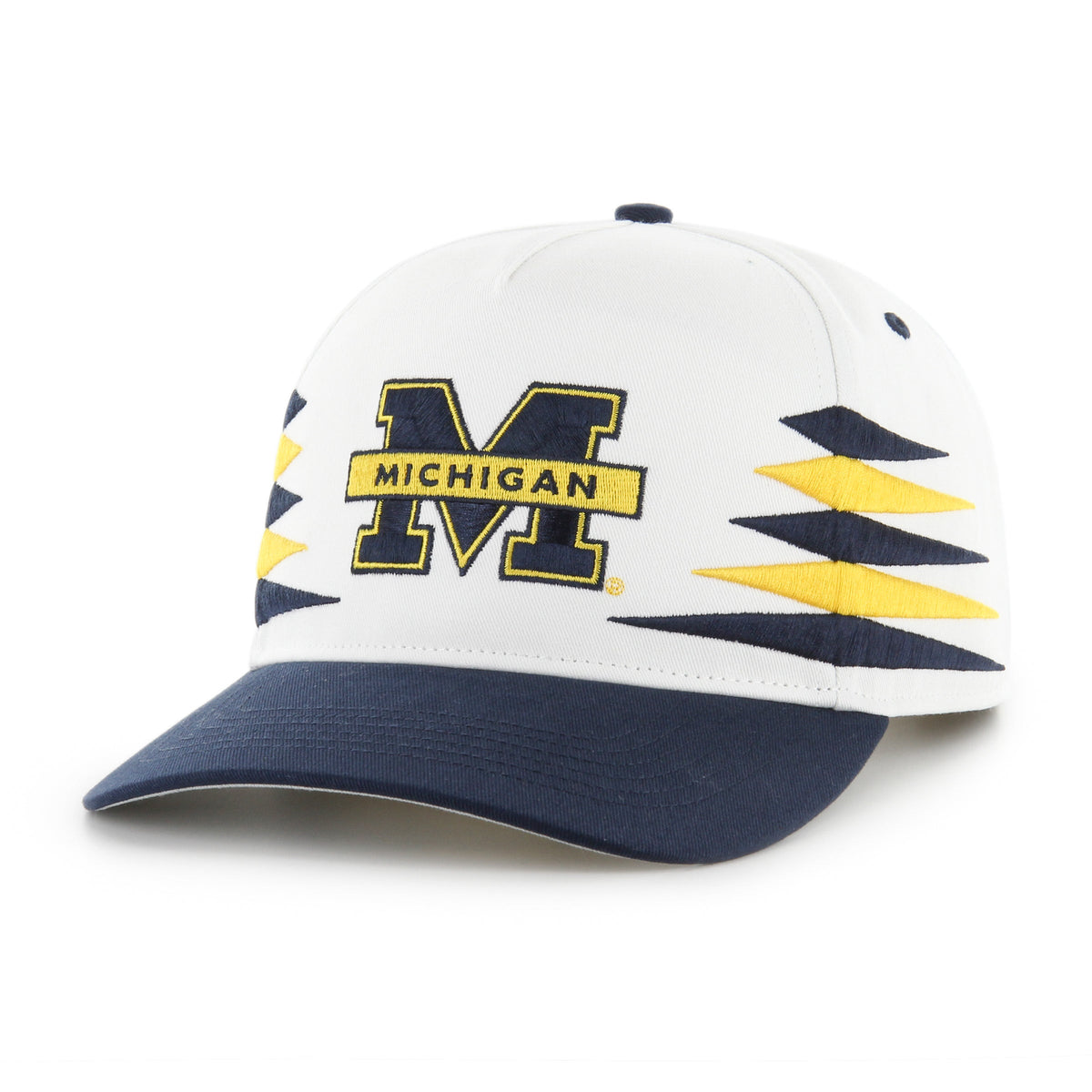 Michigan Wolverines NCAA 47 Brand Men White Diamond Hitch Snapback Hat product image 5, provided for visual reference and
