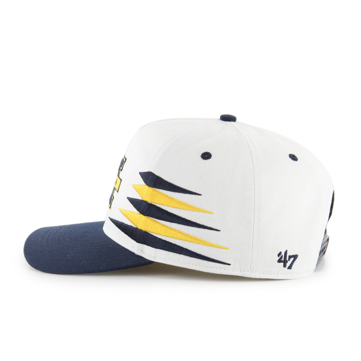 Michigan Wolverines NCAA 47 Brand Men White Diamond Hitch Snapback Hat product image 3, provided for visual reference and