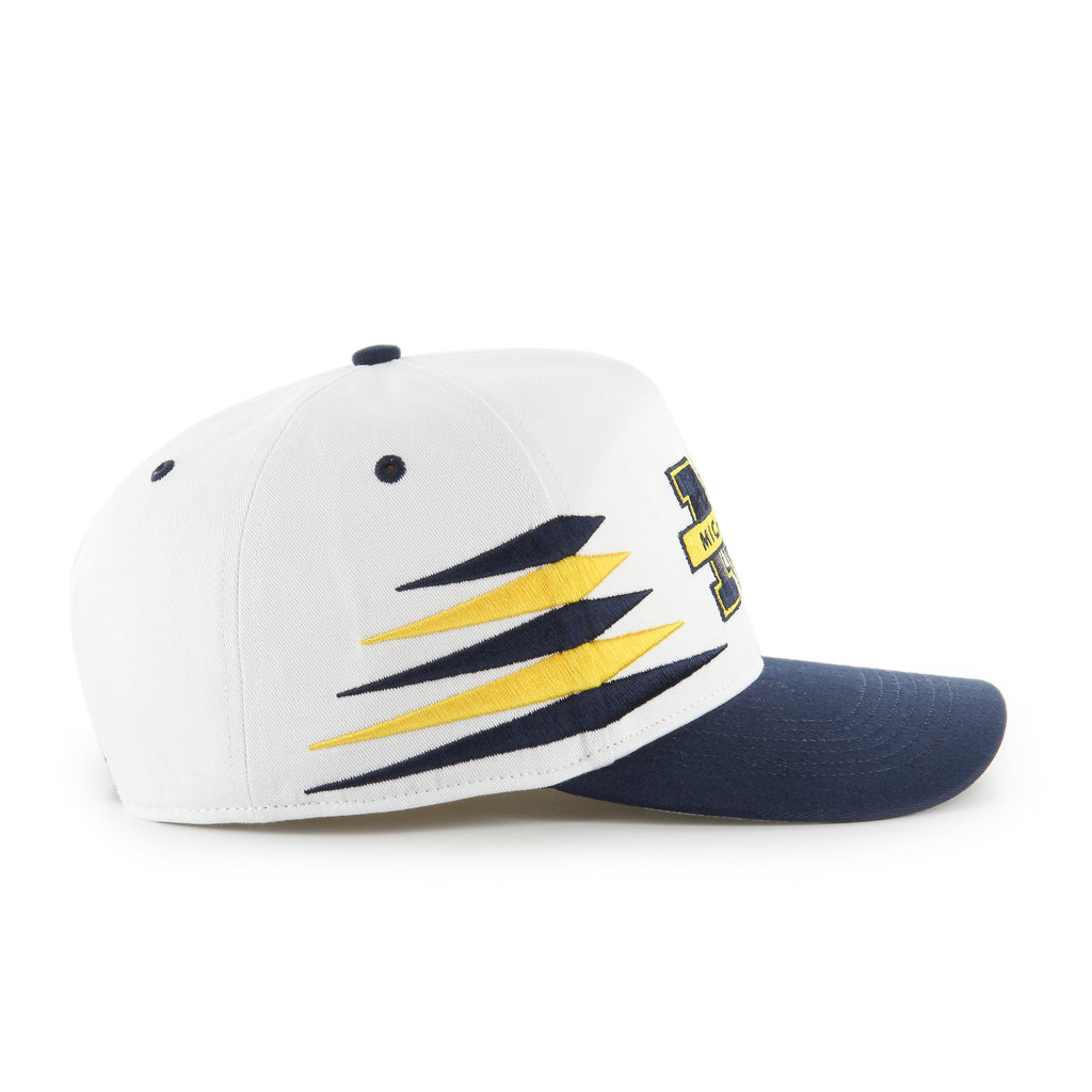 Michigan Wolverines NCAA 47 Brand Men White Diamond Hitch Snapback Hat product image 2, provided for visual reference and