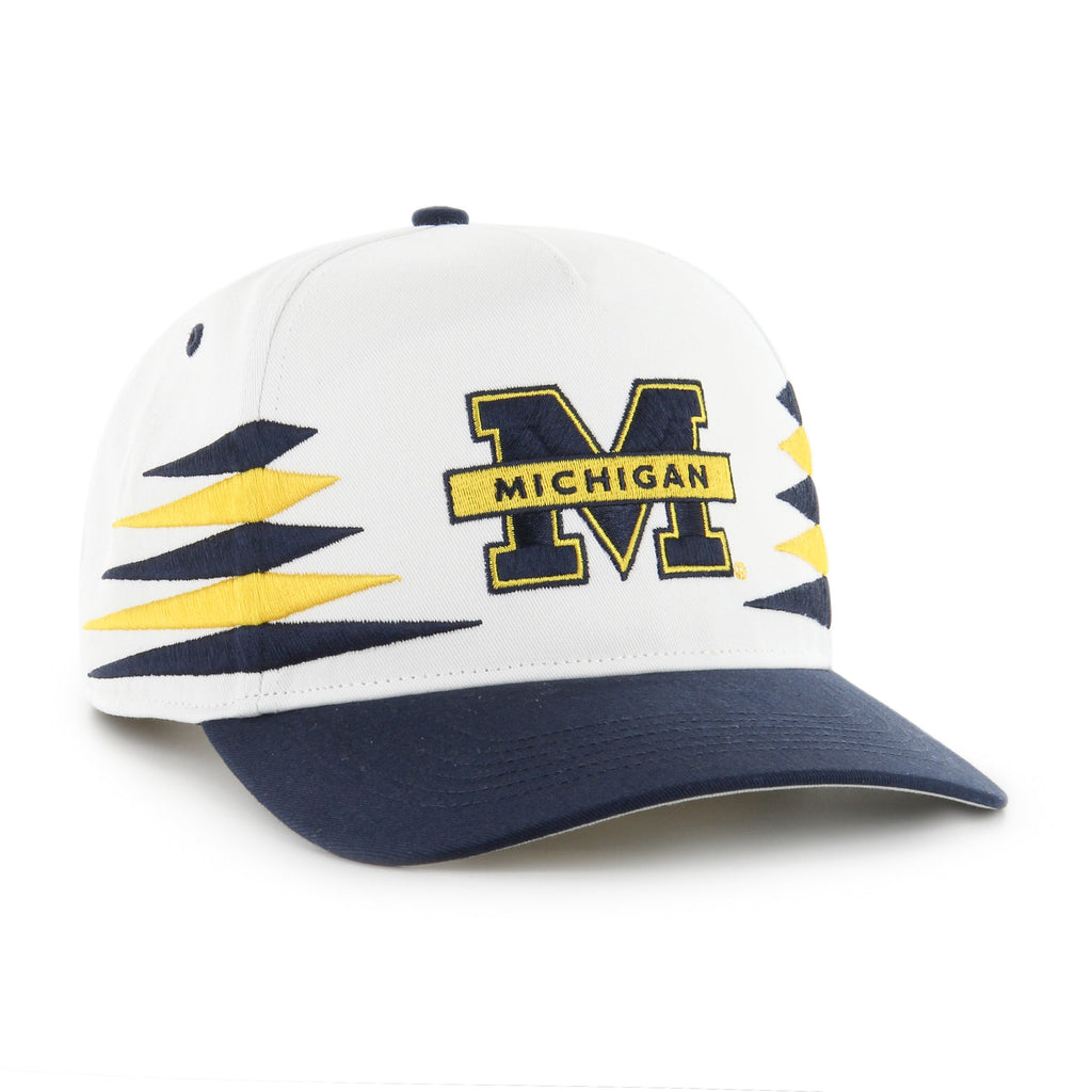 Michigan Wolverines NCAA 47 Brand Men White Diamond Hitch Snapback Hat product image 1, provided for visual reference and