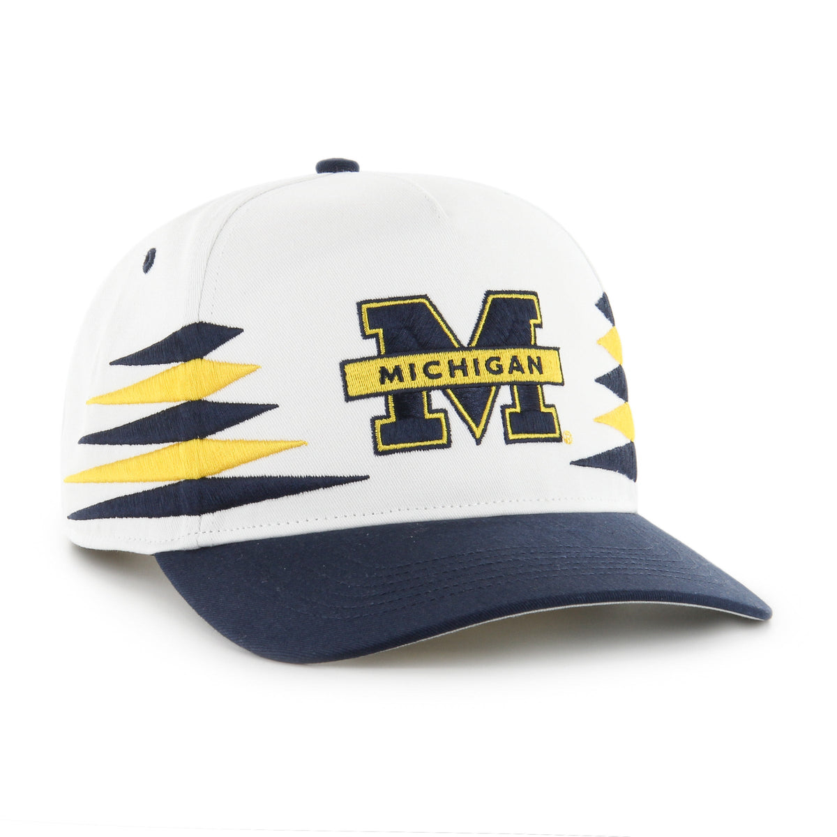 Michigan Wolverines NCAA 47 Brand Men White Diamond Hitch Snapback Hat product image 1, provided for visual reference and