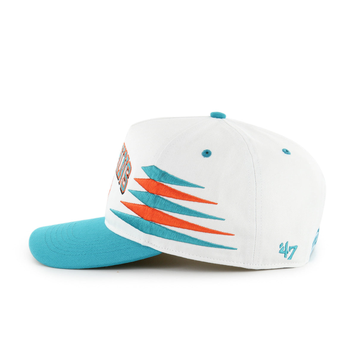 Miami Dolphins NFL 47 Brand Men White Diamond Hitch Snapback Hat product image 3, provided for visual reference and product