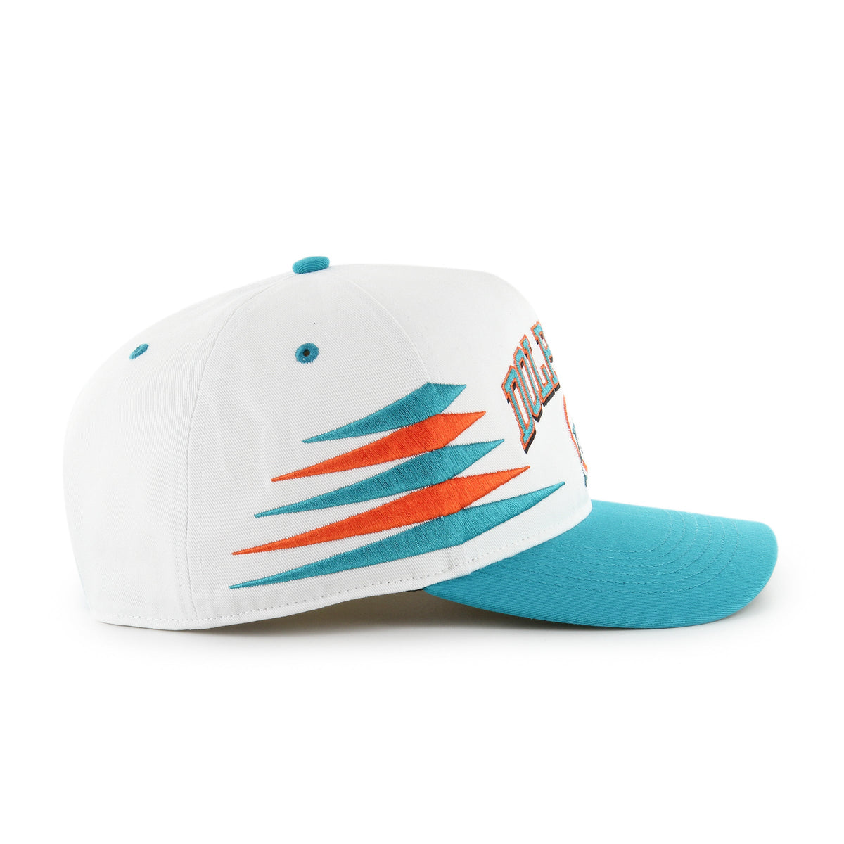 Miami Dolphins NFL 47 Brand Men White Diamond Hitch Snapback Hat product image 2, provided for visual reference and product