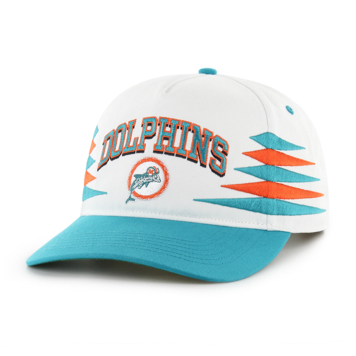 Miami Dolphins NFL 47 Brand Men White Diamond Hitch Snapback Hat product image 1, provided for visual reference and product
