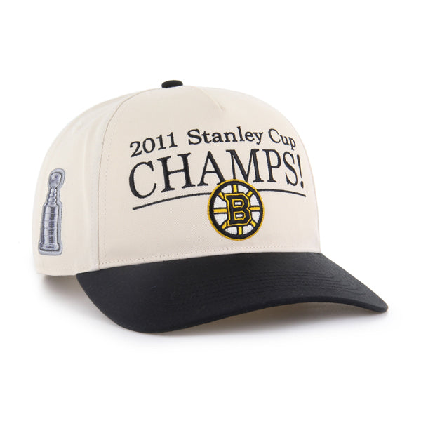 Boston Bruins NHL 47 Brand Men Beige Black Tabloid Hitch RF Snapback product image 1, provided for visual reference and