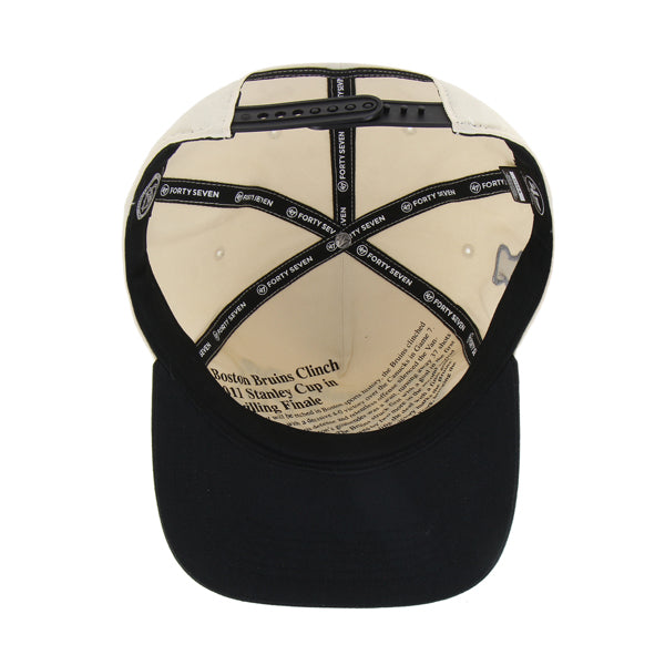 Boston Bruins NHL 47 Brand Men Beige Black Tabloid Hitch RF Snapback product image 3, provided for visual reference and
