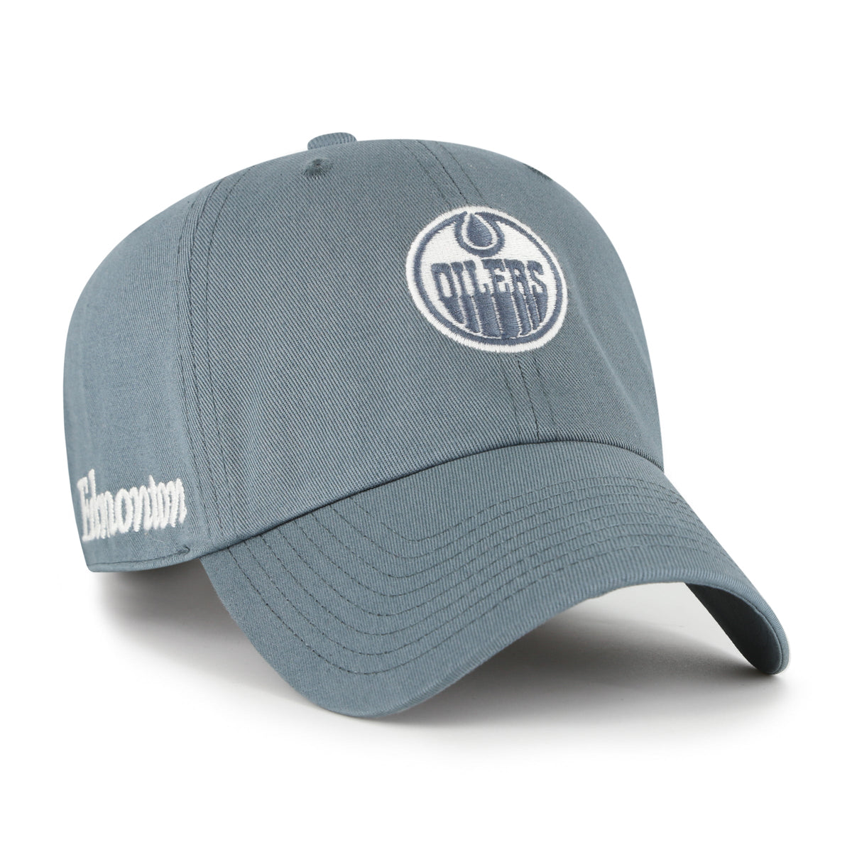 Edmonton Oilers NHL 47 Brand Men Grey Foundation Clean Up Adjustable Hat product image 1, provided for visual reference and