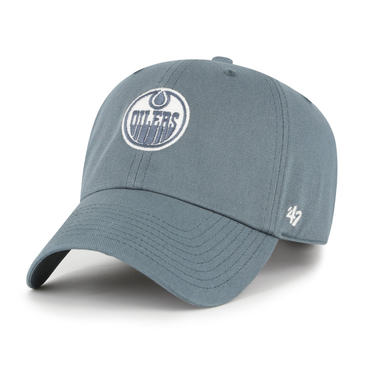 Edmonton Oilers NHL 47 Brand Men Grey Foundation Clean Up Adjustable Hat product image 3, provided for visual reference and