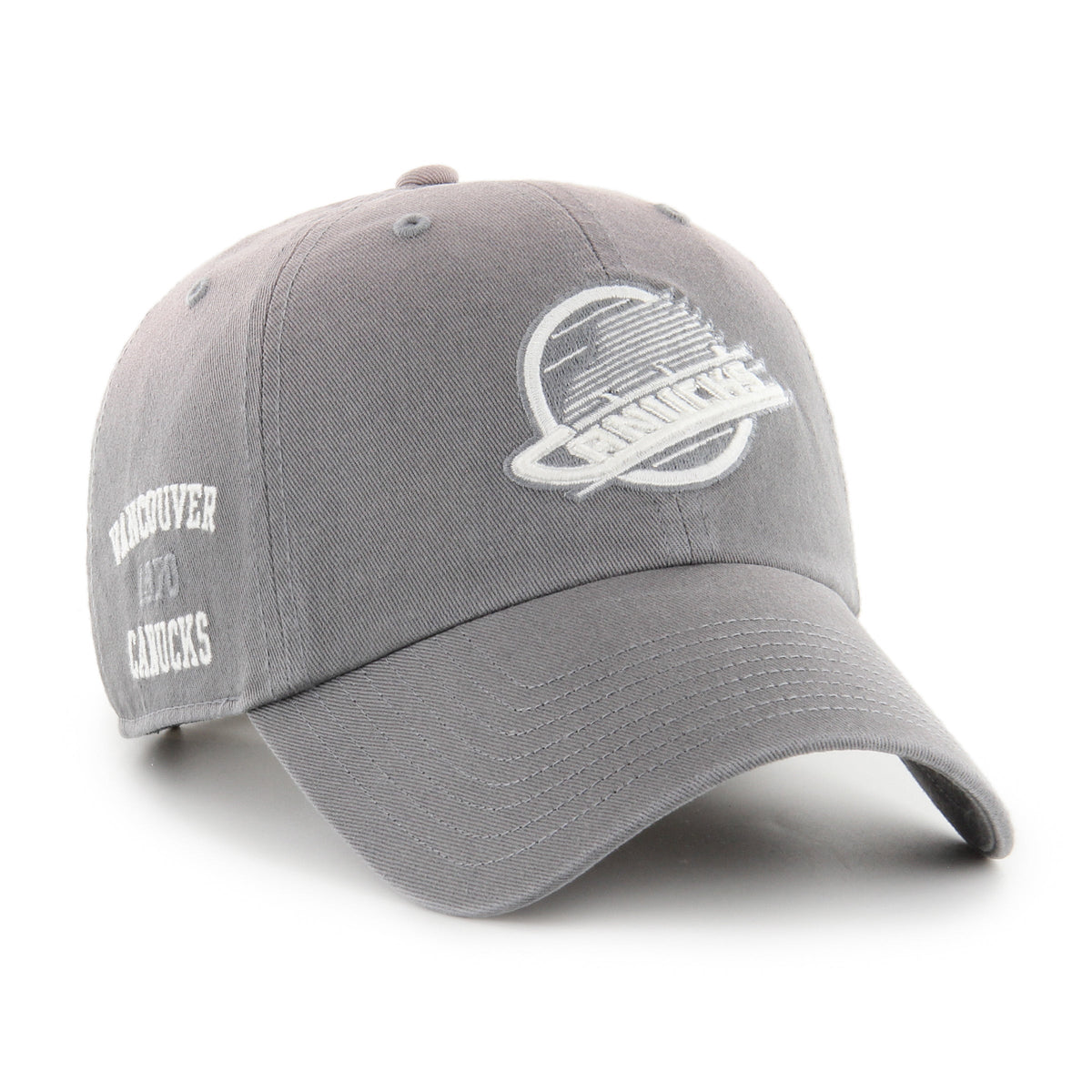 Vancouver Canucks NHL 47 Brand Men Grey Dusted Truro Clean Up Adjustable Hat product image 1, provided for visual reference