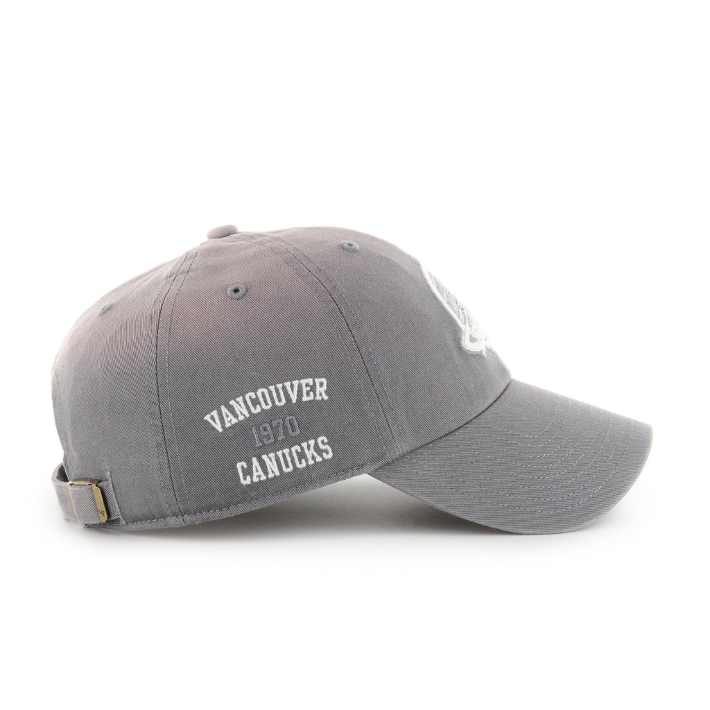 Vancouver Canucks NHL 47 Brand Men Grey Dusted Truro Clean Up Adjustable Hat product image 4, provided for visual reference