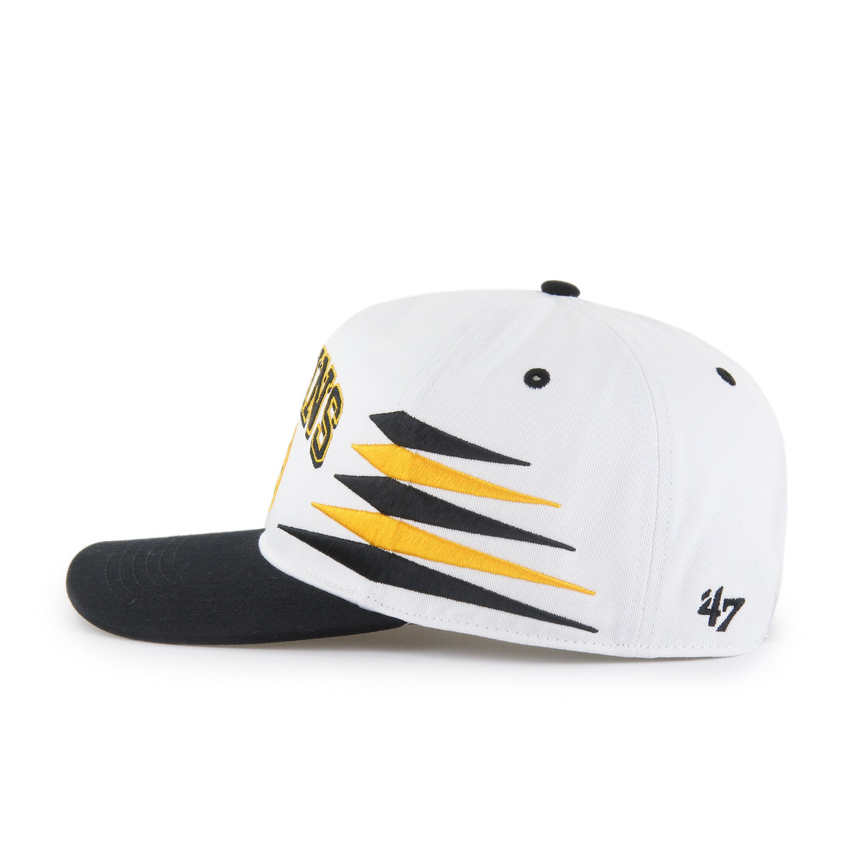 Boston Bruins NHL 47 Brand Men White Diamond Hitch Snapback Hat product image 5, provided for visual reference and product