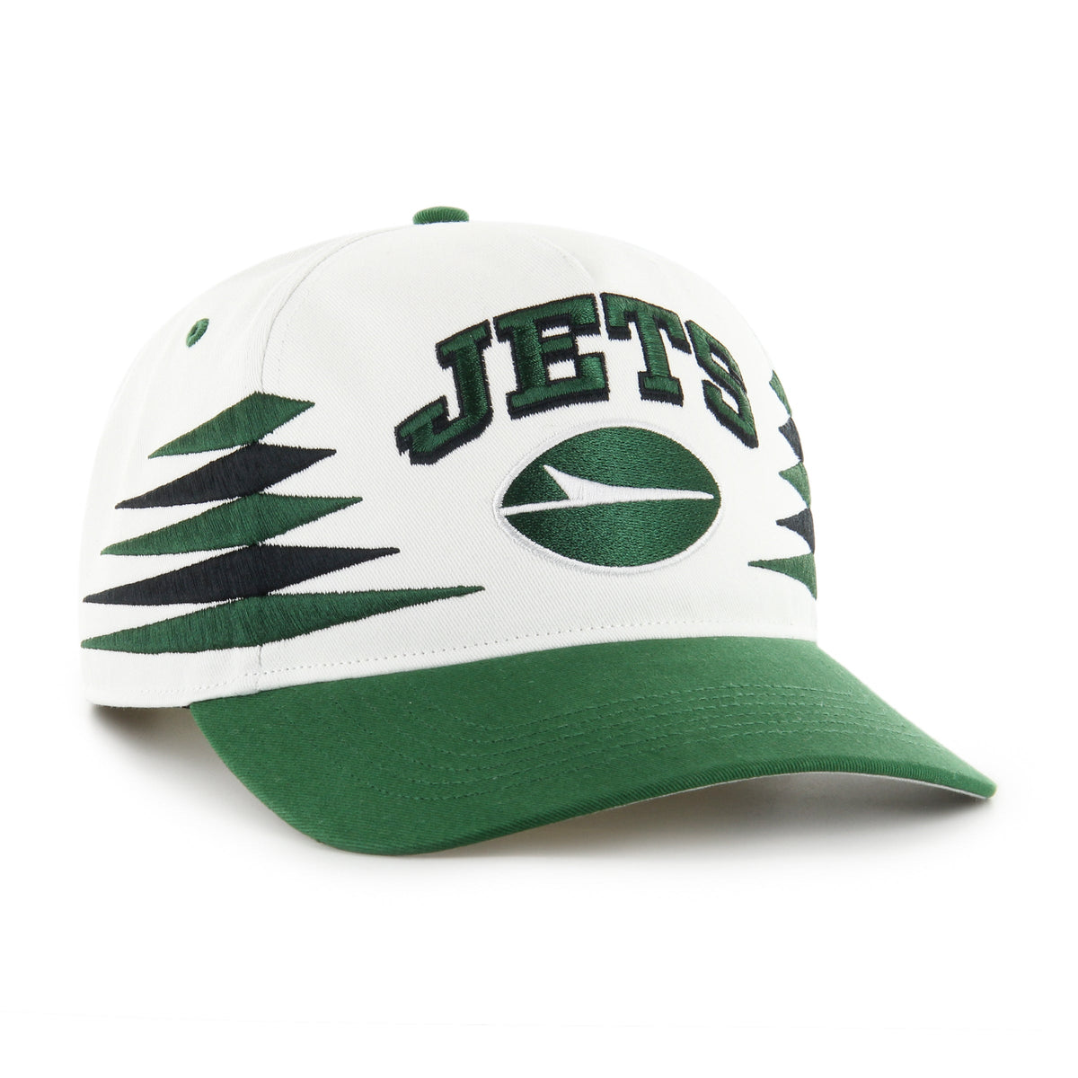 New York Jets NFL 47 Brand Men White Diamond Hitch Snapback Hat product image 1, provided for visual reference and product