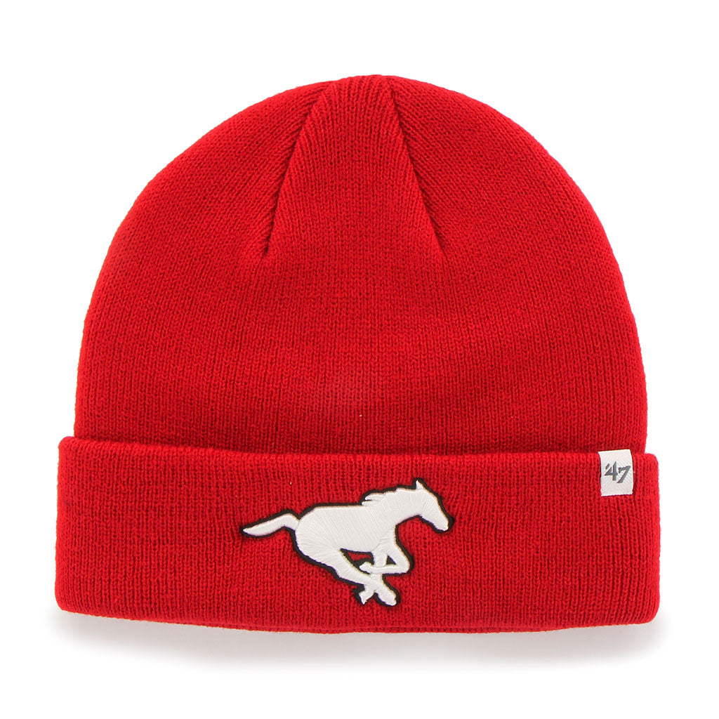 Calgary Stampeders CFL 47 Brand Men Red Raised Cuff Knit Hat product image 1, provided for visual reference and product