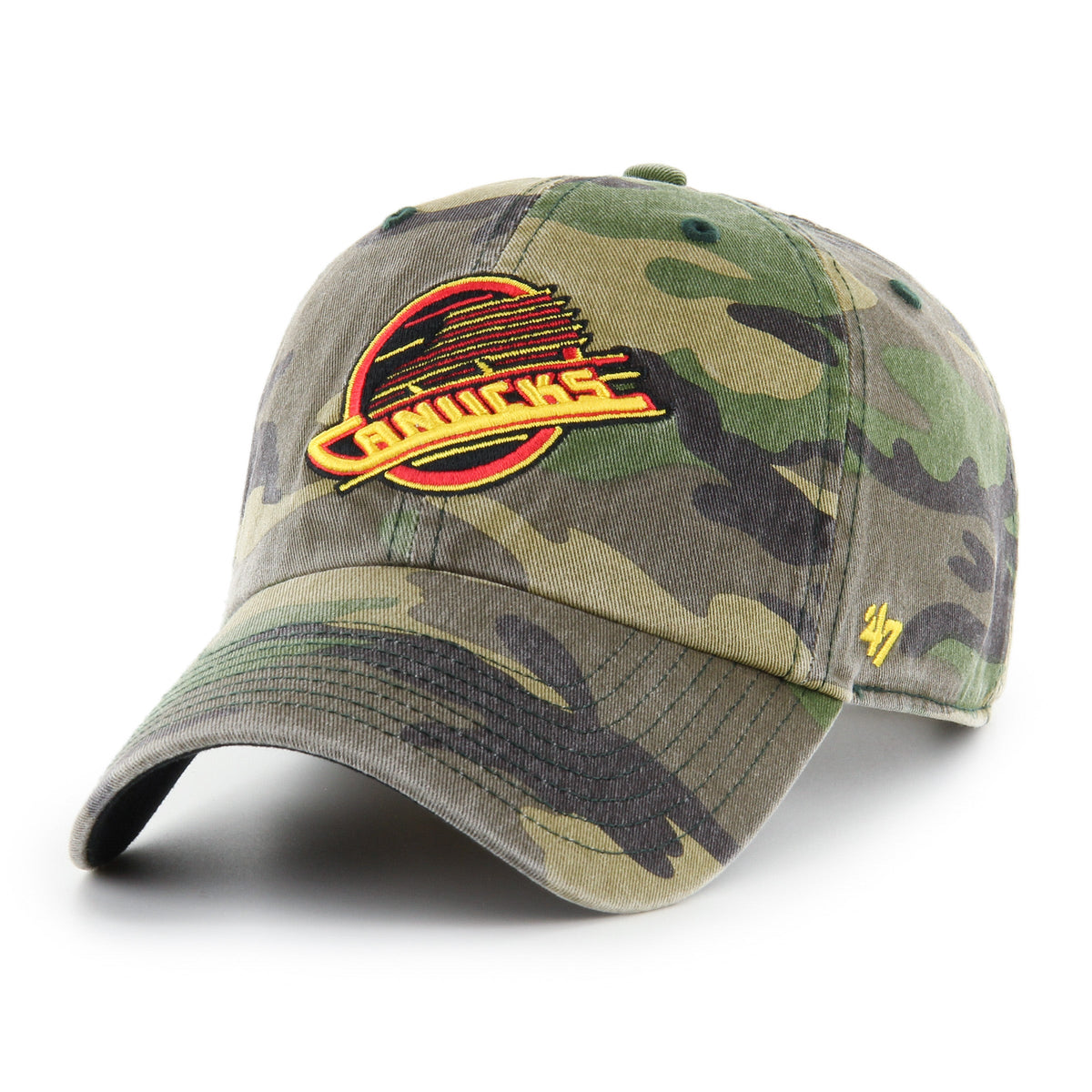 Vancouver Canucks NHL 47 Brand Men Camo Clean up Adjustable Hat product image 1, provided for visual reference and product