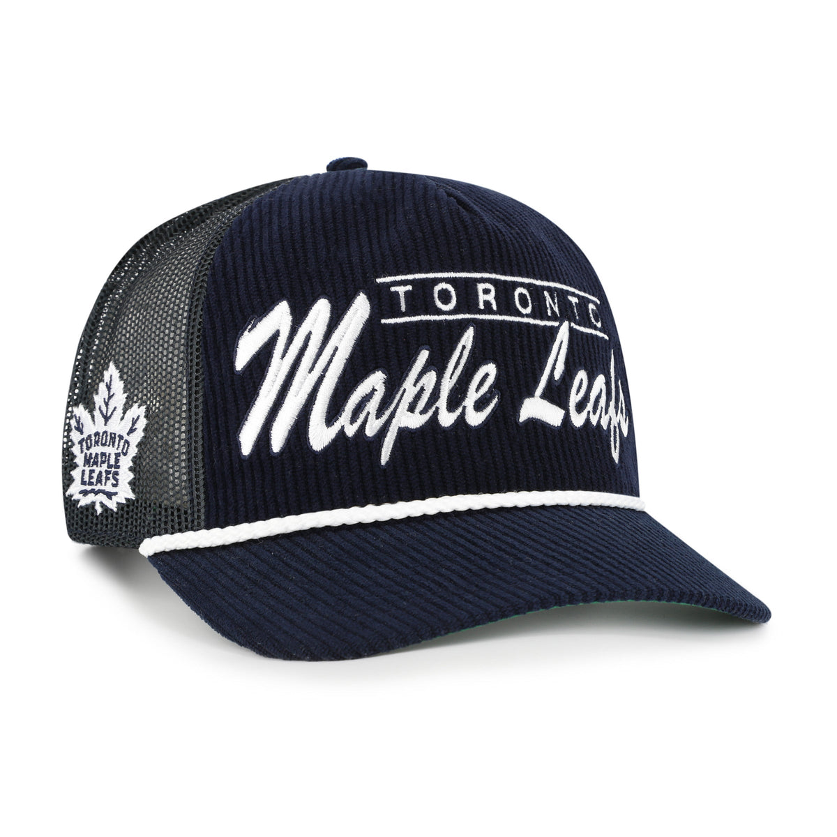 Toronto Maple Leafs NHL 47 Brand Men Navy Double Header Mesh Hitch Snapback product image 1, provided for visual reference