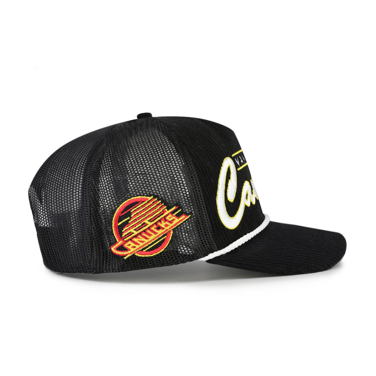 Vancouver Canucks NHL 47 Brand Men Black Double Header Mesh Hitch Snapback product image 5, provided for visual reference