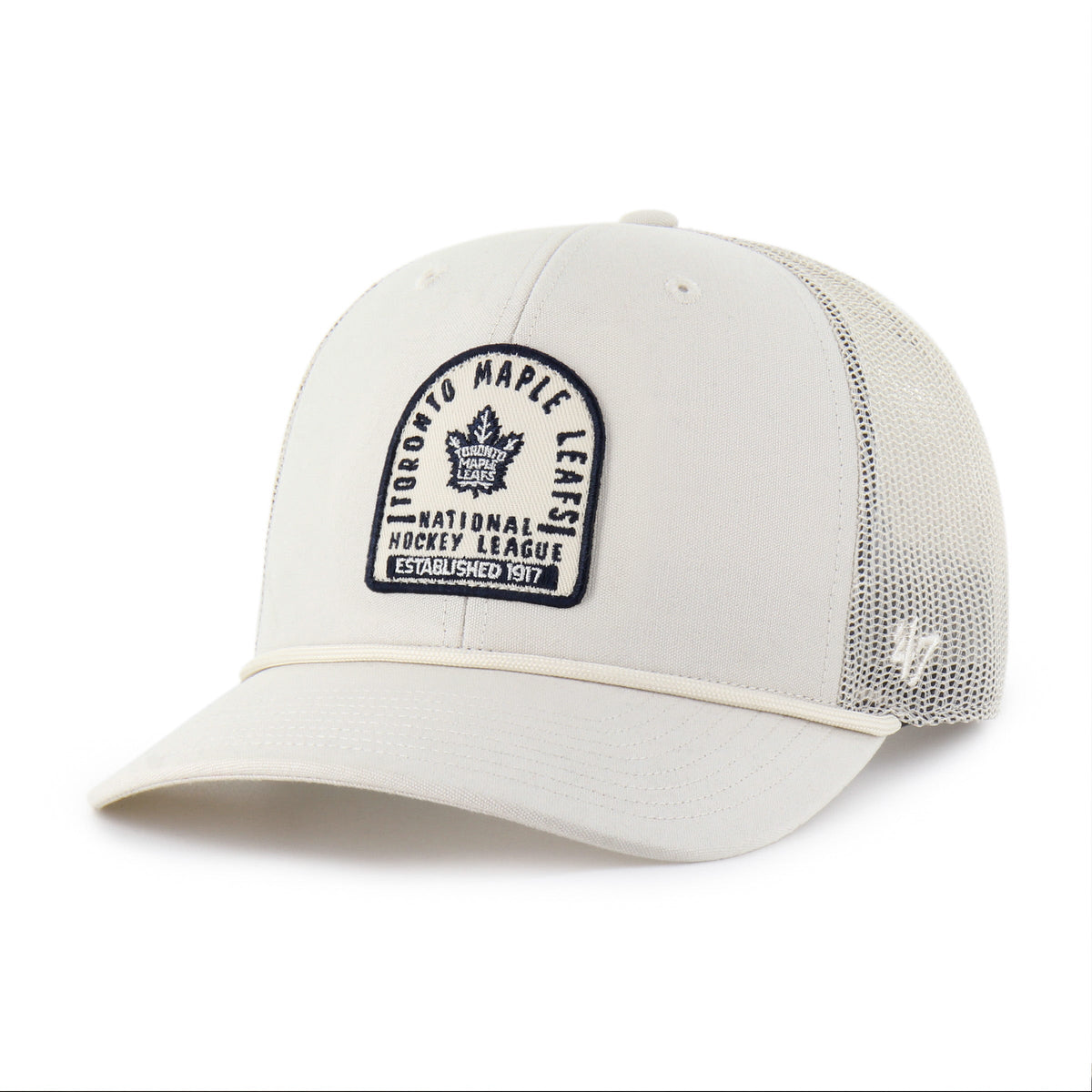 Toronto Maple Leafs NHL 47 Brand Men Beige Monument Rope Trucker Snapback product image 1, provided for visual reference and