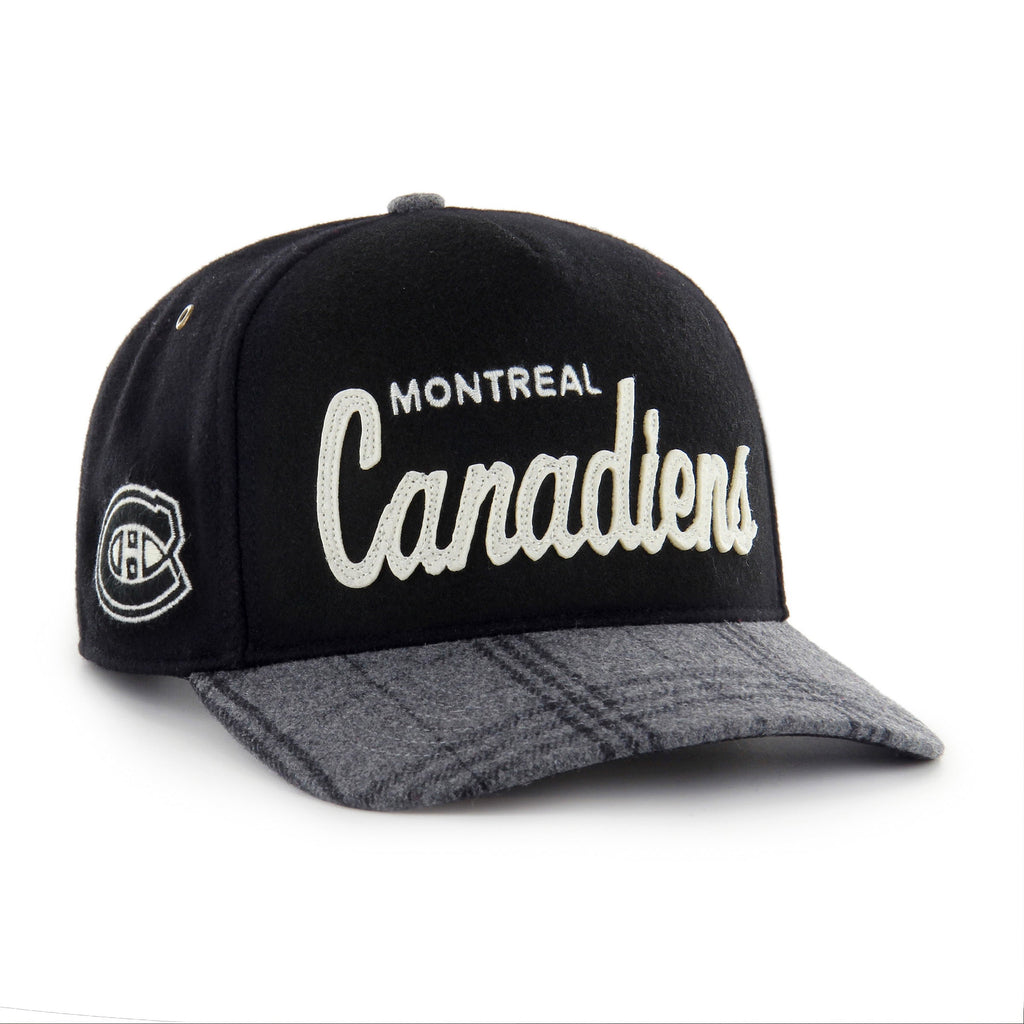 Montreal Canadiens NHL 47 Brand Men Black Windowpane Plaid Hitch Snapback Hat product image 1, provided for visual reference