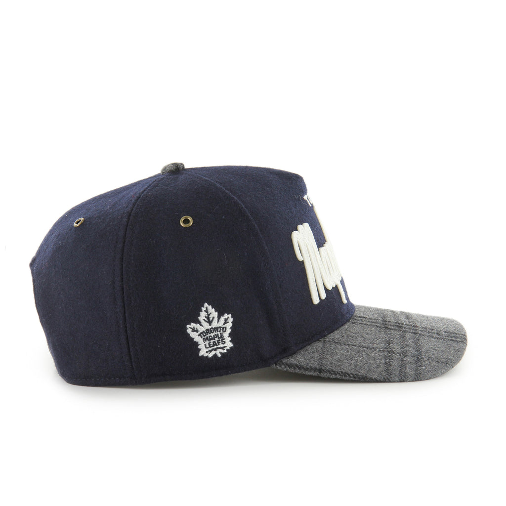 Toronto Maple Leafs NHL 47 Brand Men Navy Windowpane Plaid Hitch Snapback Hat product image 4, provided for visual reference