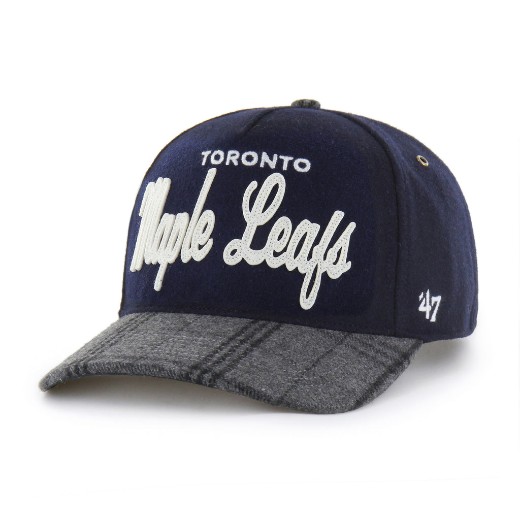 Toronto Maple Leafs NHL 47 Brand Men Navy Windowpane Plaid Hitch Snapback Hat product image 5, provided for visual reference