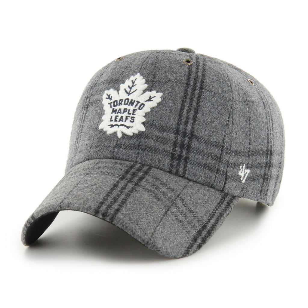 Toronto Maple Leafs NHL 47 Brand Men Grey Black Plaid Windowpane Clean Up Adjustable Hat product image 1, provided for