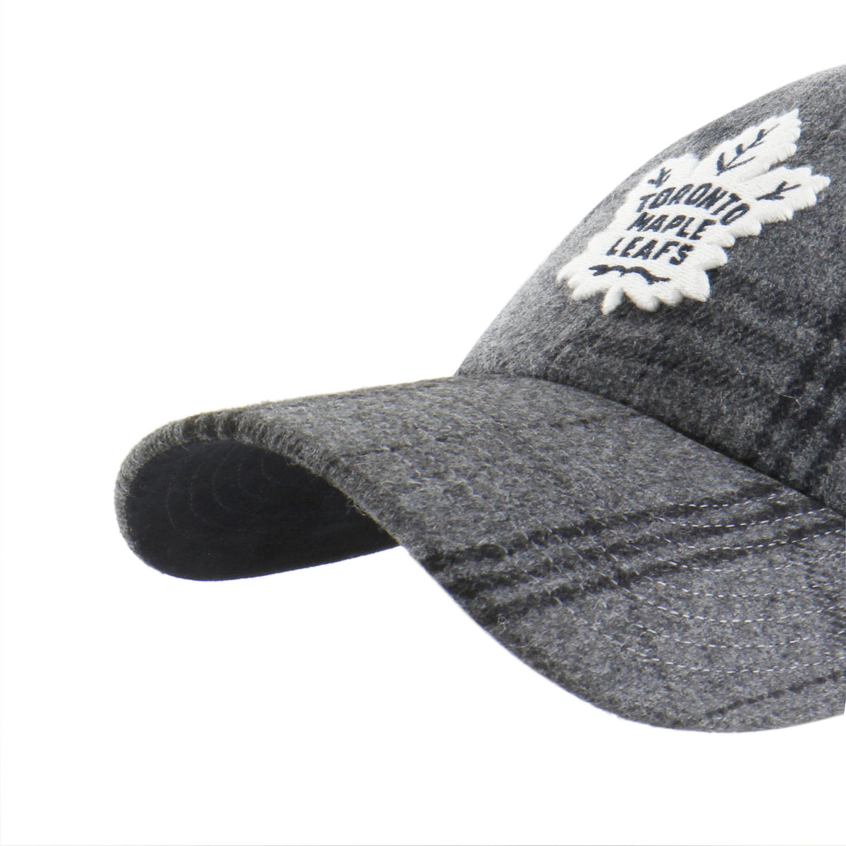 Toronto Maple Leafs NHL 47 Brand Men Grey Black Plaid Windowpane Clean Up Adjustable Hat product image 3, provided for