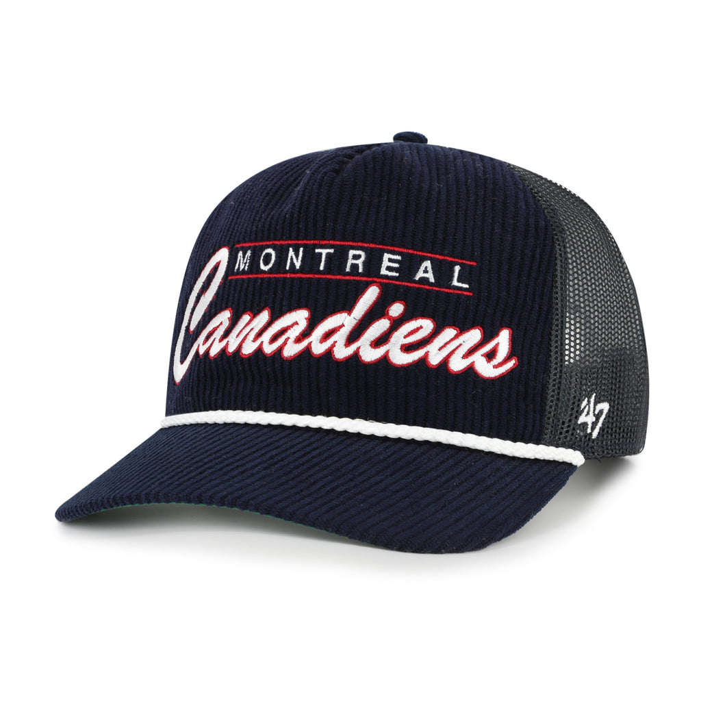 Montreal Canadiens NHL 47 Brand Men Navy Double Header Mesh Hitch Snapback product image 4, provided for visual reference