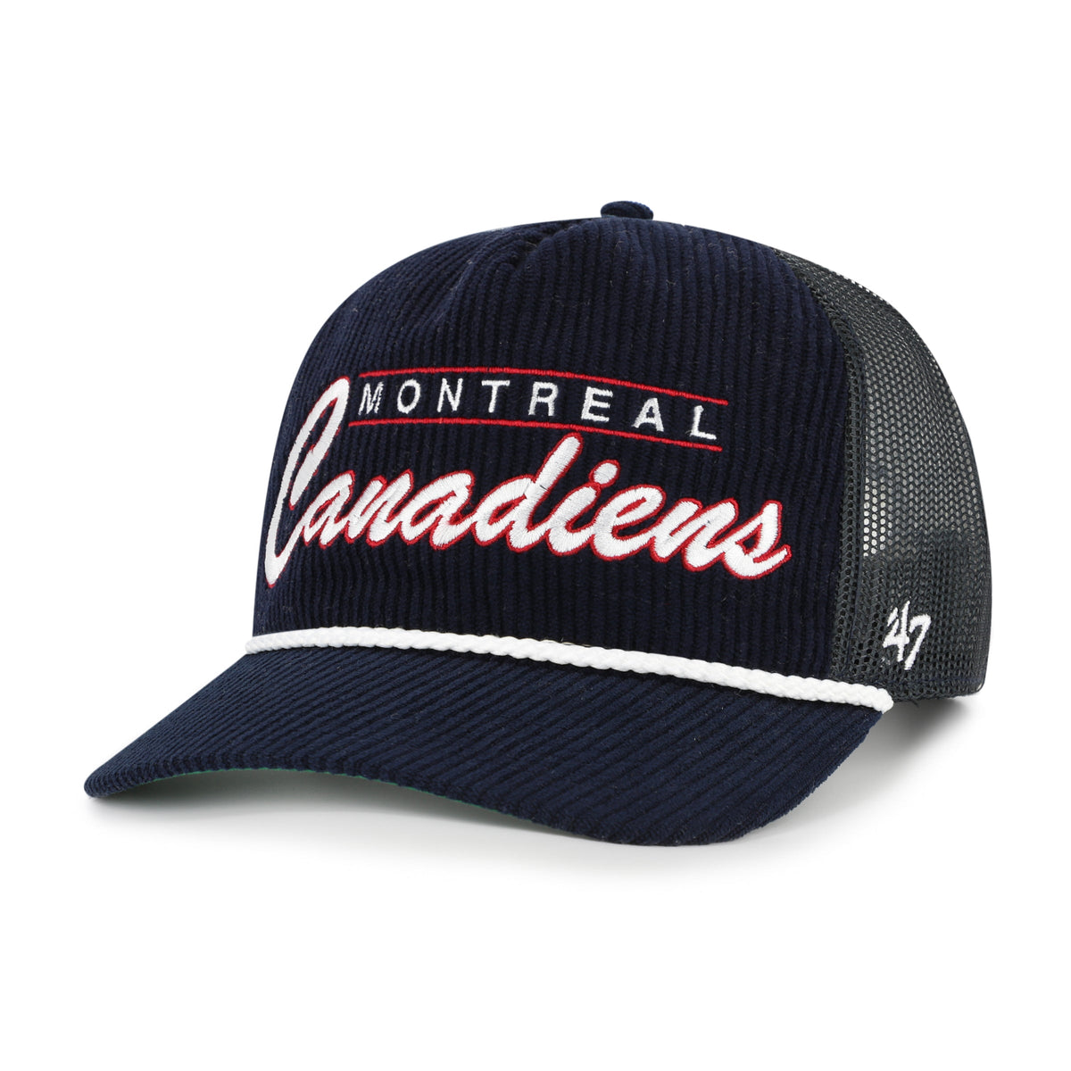 Montreal Canadiens NHL 47 Brand Men Navy Double Header Mesh Hitch Snapback product image 4, provided for visual reference