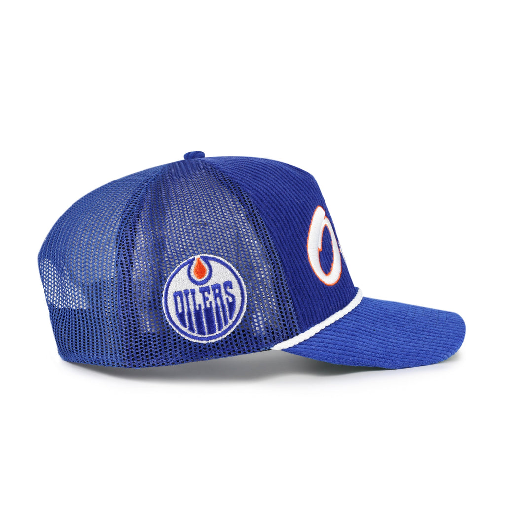 Edmonton Oilers NHL 47 Brand Men Royal Double Header Mesh Hitch Snapback product image 3, provided for visual reference and