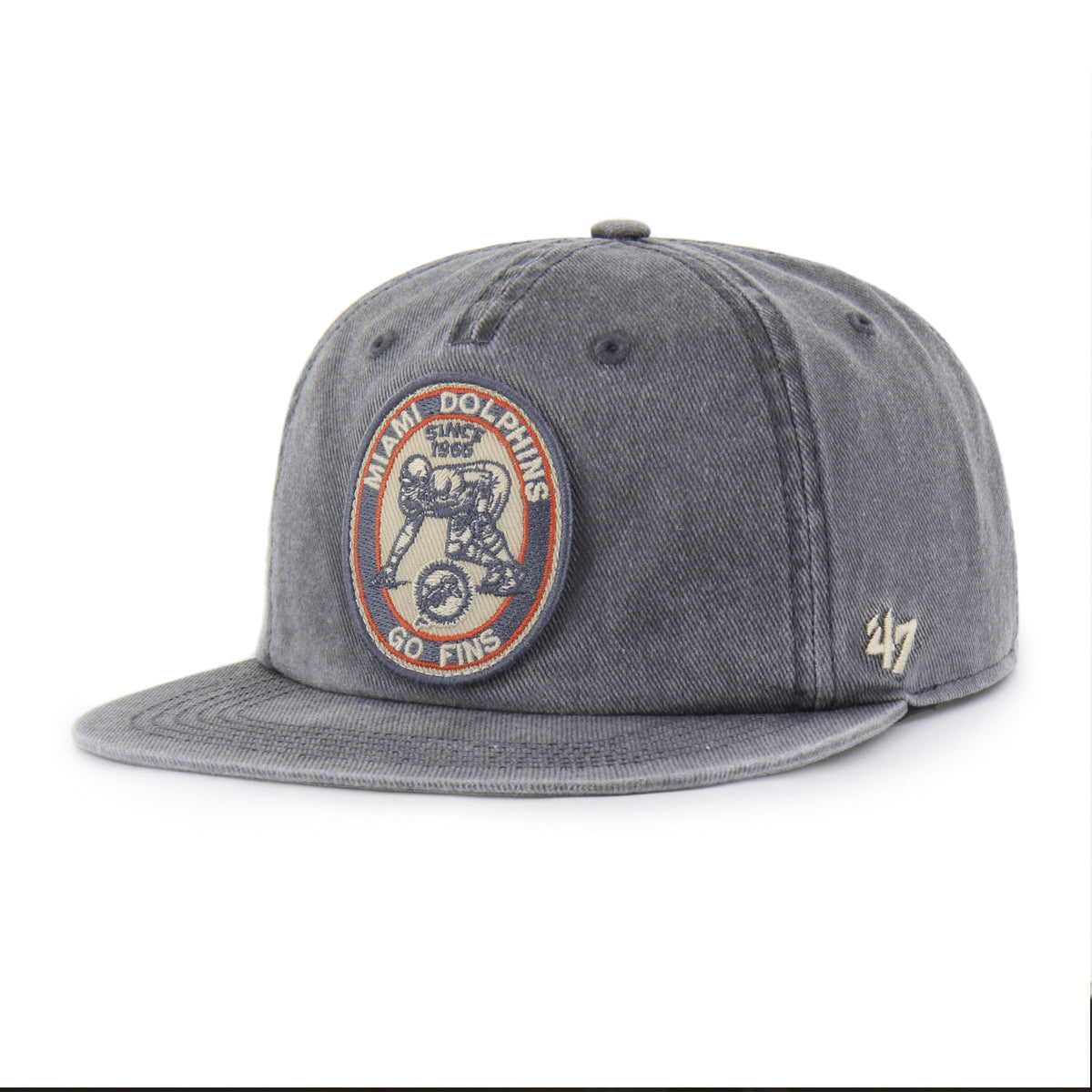 Miami Dolphins NFL 47 Brand Men Grey Boot Path RF Captain Snapback product image 1, provided for visual reference and