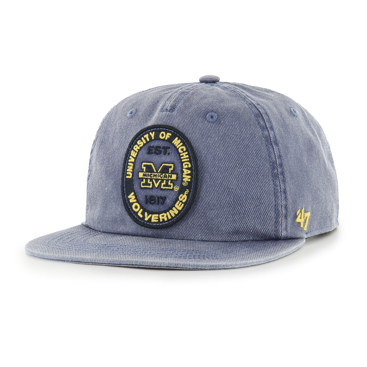 Michigan Wolverines NCAA 47 Brand Men Navy Boot Path RF Captain Snapback product image 1, provided for visual reference and