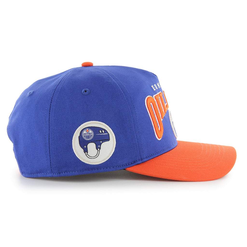 Edmonton Oilers NHL 47 Brand Men Royal/Orange Hard Hat Arch Hitch Snapback Hat product image 4, provided for visual