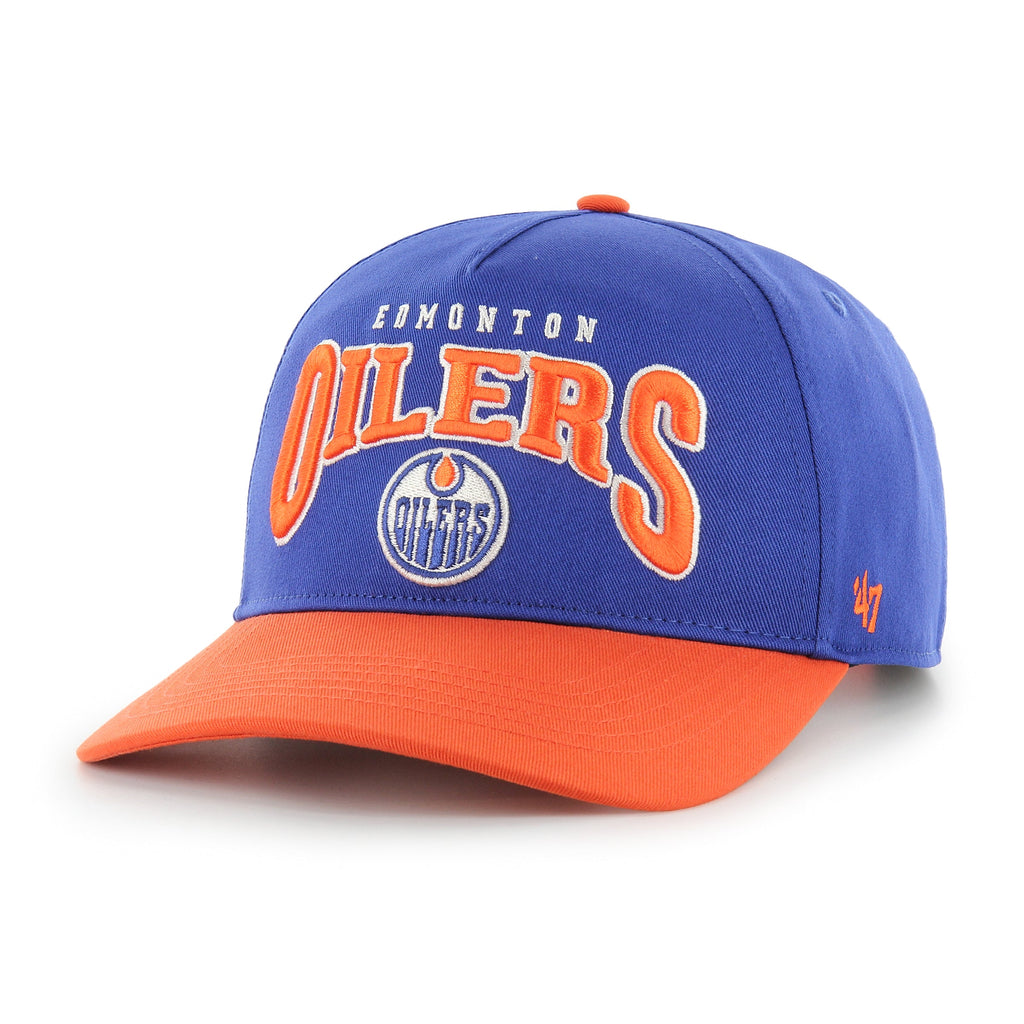 Edmonton Oilers NHL 47 Brand Men Royal/Orange Hard Hat Arch Hitch Snapback Hat product image 2, provided for visual