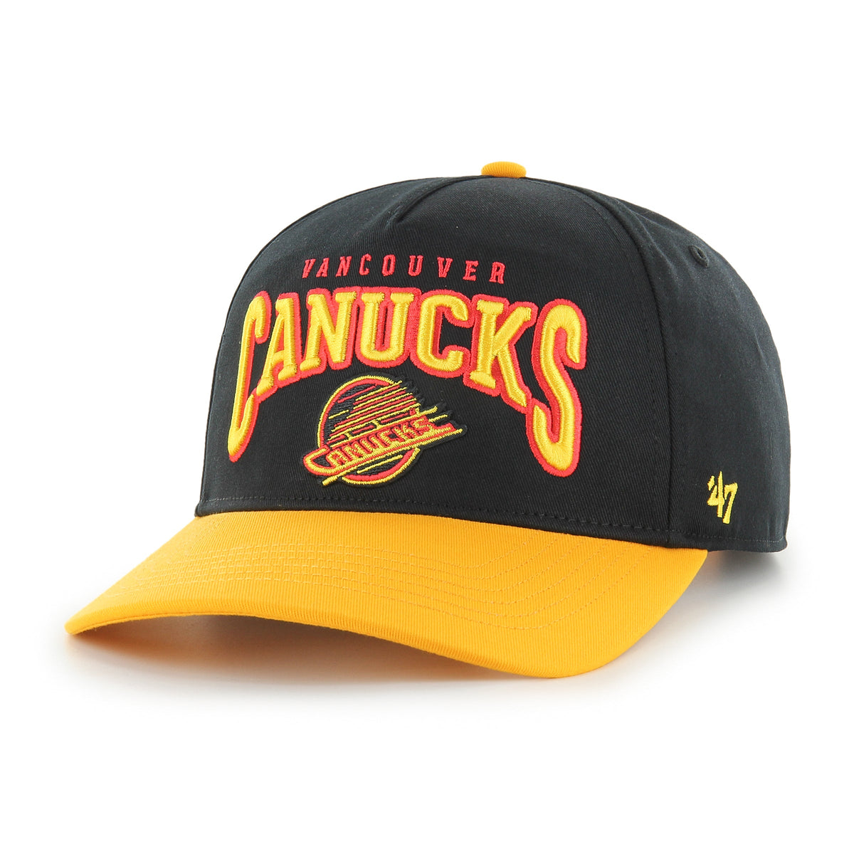 Vancouver Canucks NHL 47 Brand Men Black Hard Hat Arch Hitch Snapback Hat product image 4, provided for visual reference and