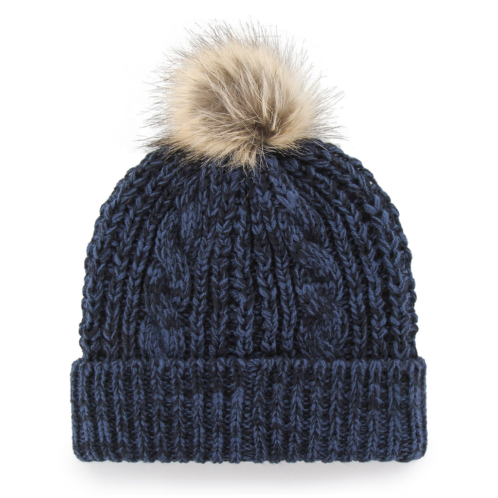 Toronto Maple Leafs NHL 47 Brand Women Navy Meeko Cuff Pom Knit product image 2, provided for visual reference and product