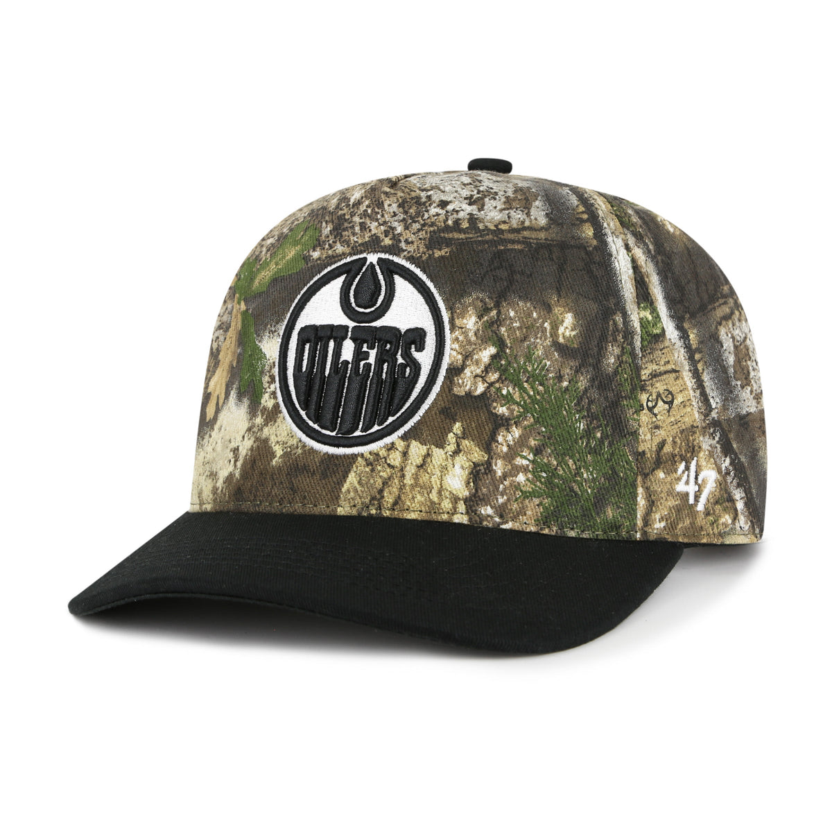 Edmonton Oilers NHL 47 Brand Men RealTree APX 2-Tone Hitch Snapback Hat product image 1, provided for visual reference and
