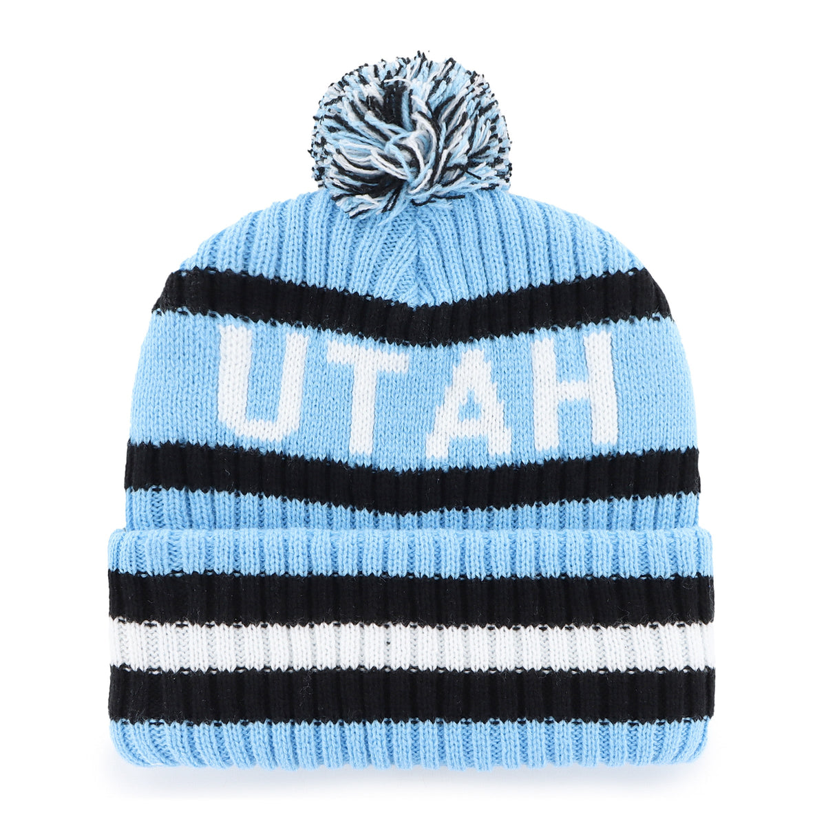Utah Mammoth NHL 47 Brand Men Mountain Blue Bering Cuff Pom Knit product image 2, provided for visual reference and product
