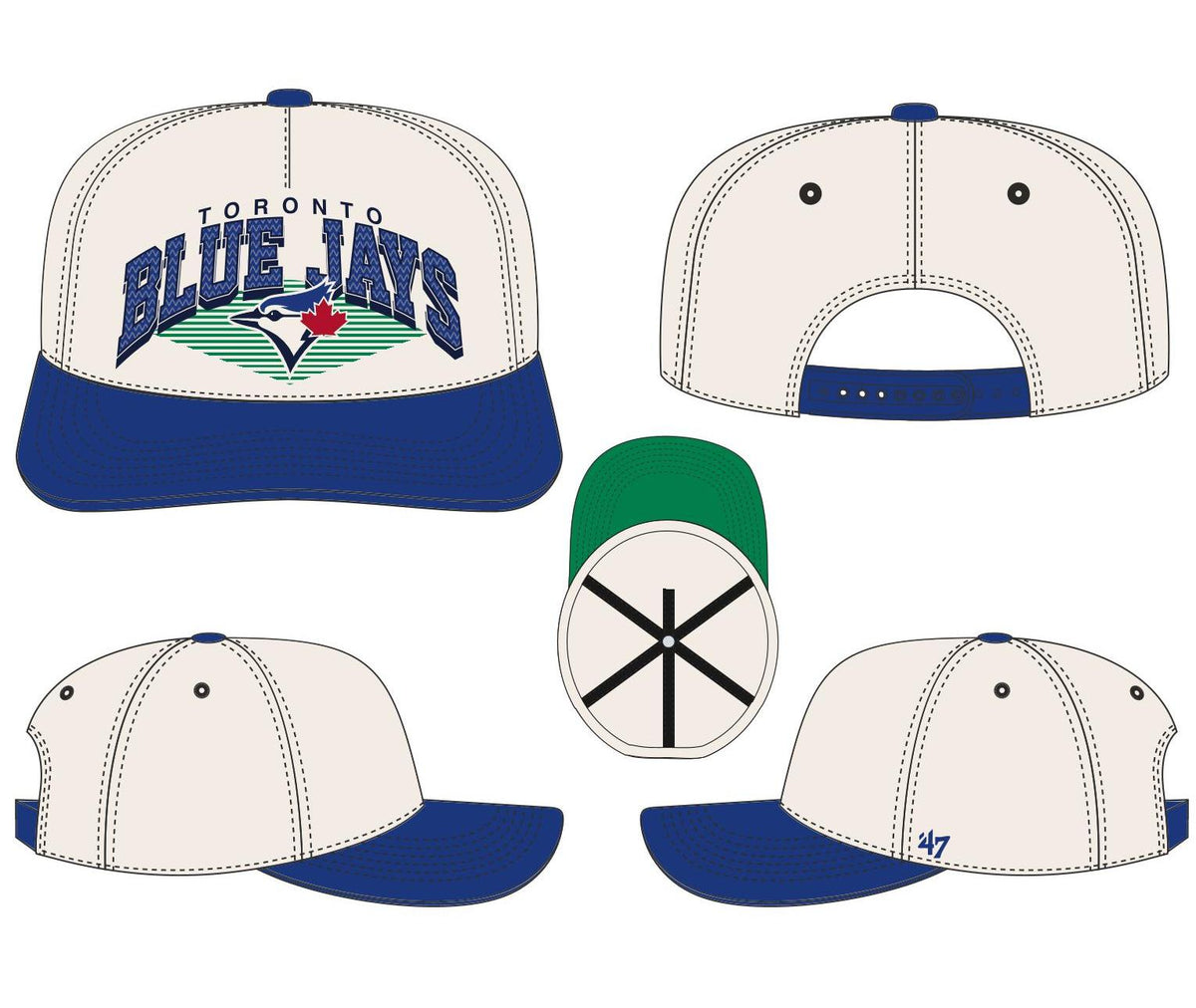 Toronto Blue Jays MLB 47 Brand Men Pomona Two Tone Hitch Snapback Hat product image 4, provided for visual reference and
