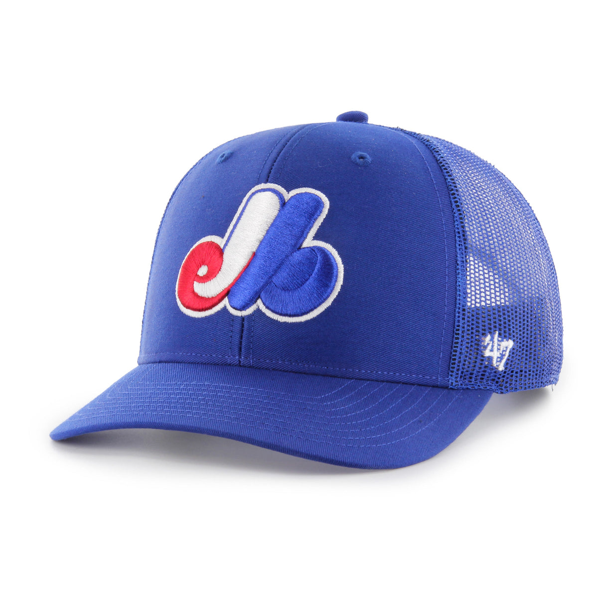 Montreal Expos MLB 47 Brand Youth Royal Trucker Adjustable Hat product image 1, provided for visual reference and product