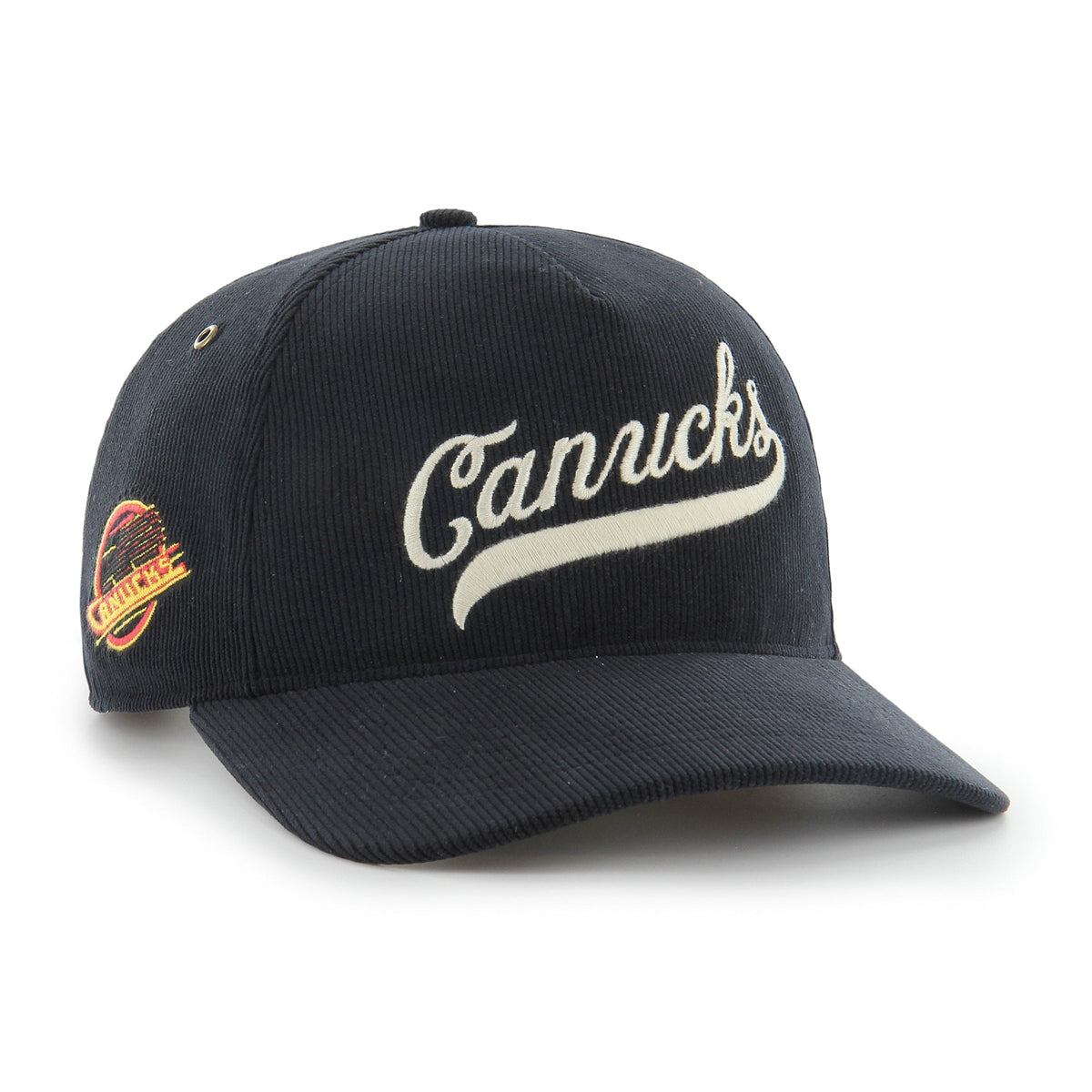Vancouver Canucks NHL 47 Brand Men Black Golden Age Cord Hitch Adjustable Hat product image 1, provided for visual reference