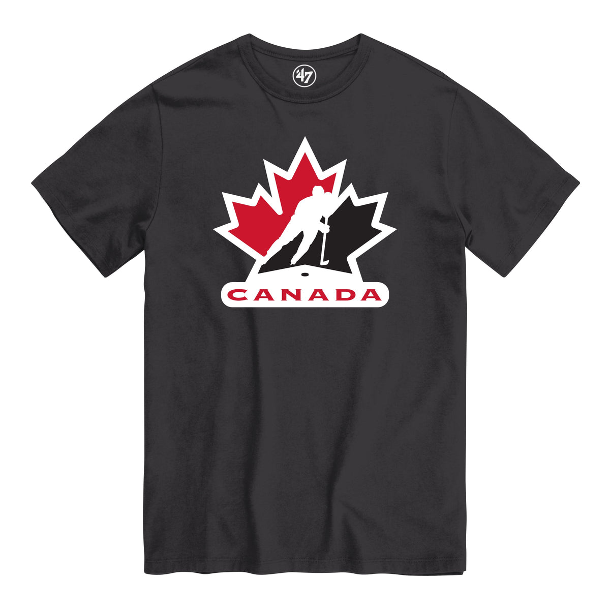 Team Canada Hockey IIHF 47 Brand Men Black Imprint Fan T-Shirt product image 1, provided for visual reference and product