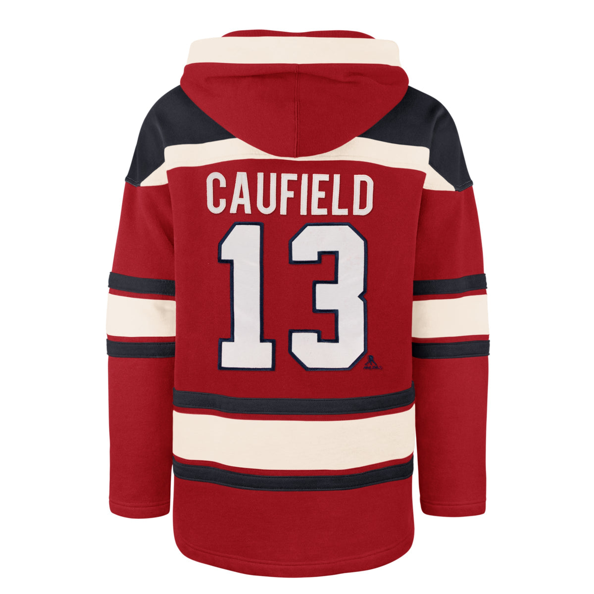 Cole Caufield Montreal Canadiens NHL 47 Brand Men Red Heavyweight Lacer Hoodie product image 1, provided for visual