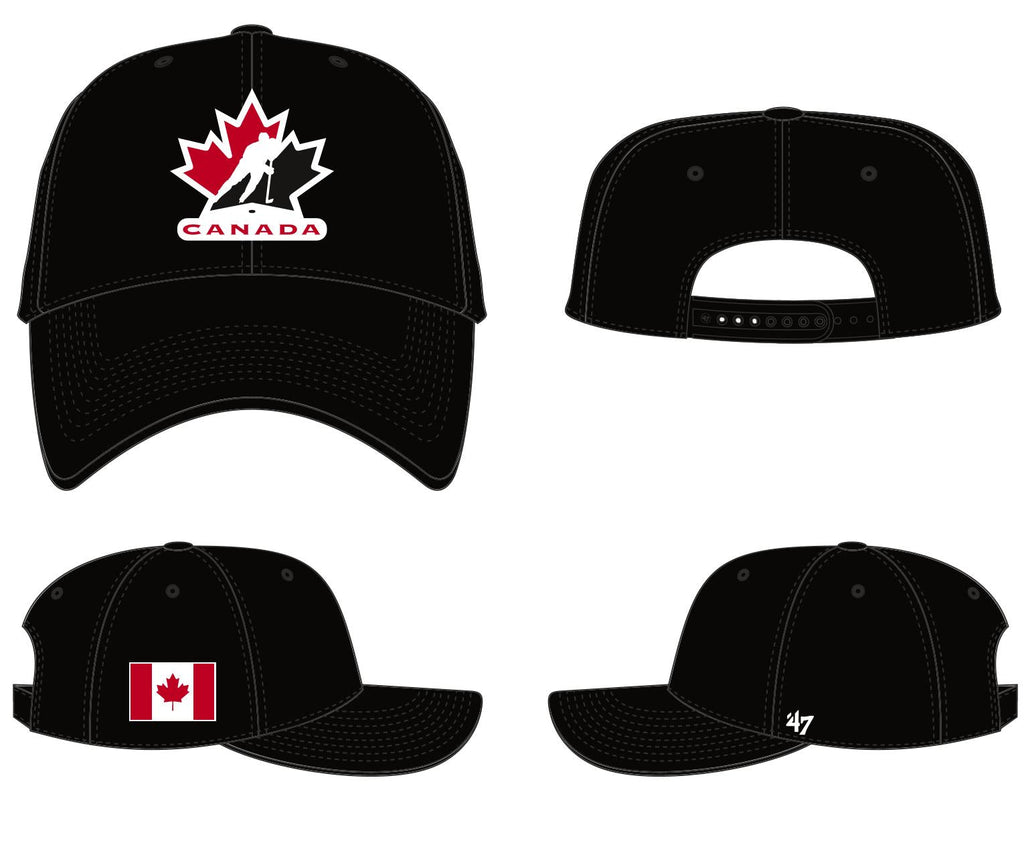 Hockey Canada IIHF 47 Brand Men Black Sure Shot MVP Snapback Hat product image 1, provided for visual reference and product