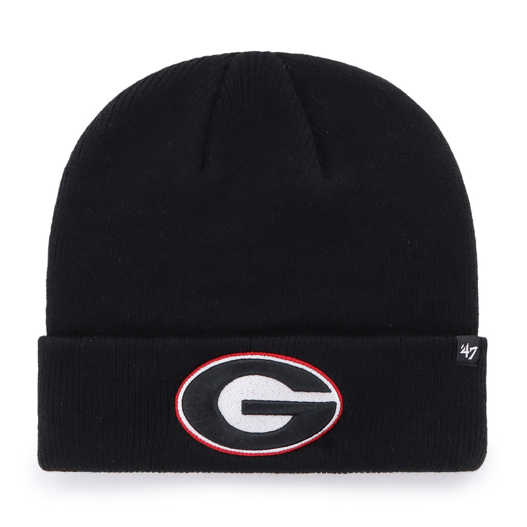 Georgia Bulldogs NCAA 47 Brand Men Black Raised Cuff Knit Hat product image 1, provided for visual reference and product