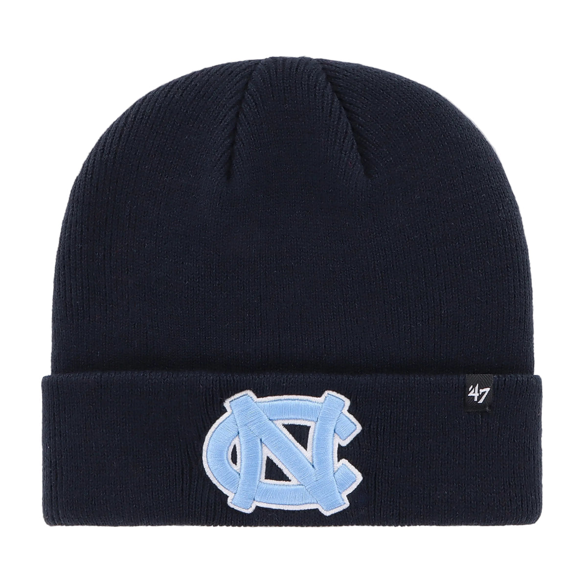 North Caroline Tar Heels NCAA 47 Brand Men Navy Raised Cuff Knit Hat product image 1, provided for visual reference and