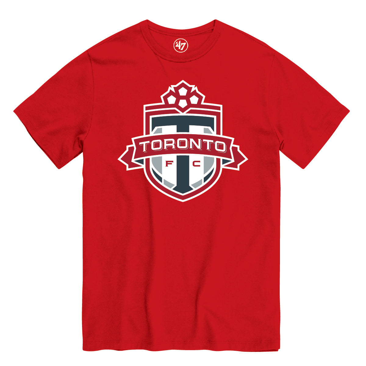 Toronto FC MLS 47 Brand Men Red Imprint Fan T-Shirt product image 1, provided for visual reference and product detail review