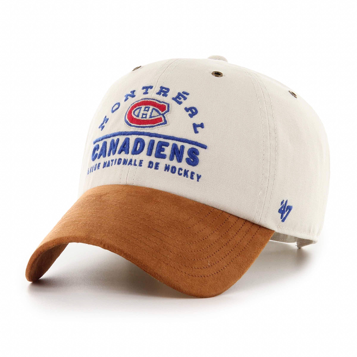 Montreal Canadiens NHL 47 Brand Men Beige Windham Suede Clean Up Adjustable Hat product image 1, provided for visual