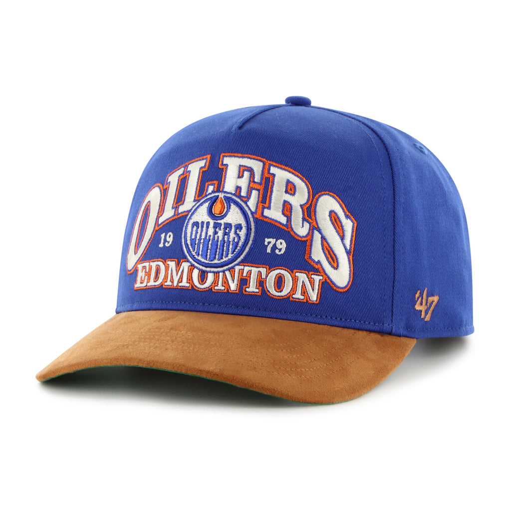 Edmonton Oilers NHL 47 Brand Men Royal Break Wood Suede Hitch Snapback Hat product image 3, provided for visual reference