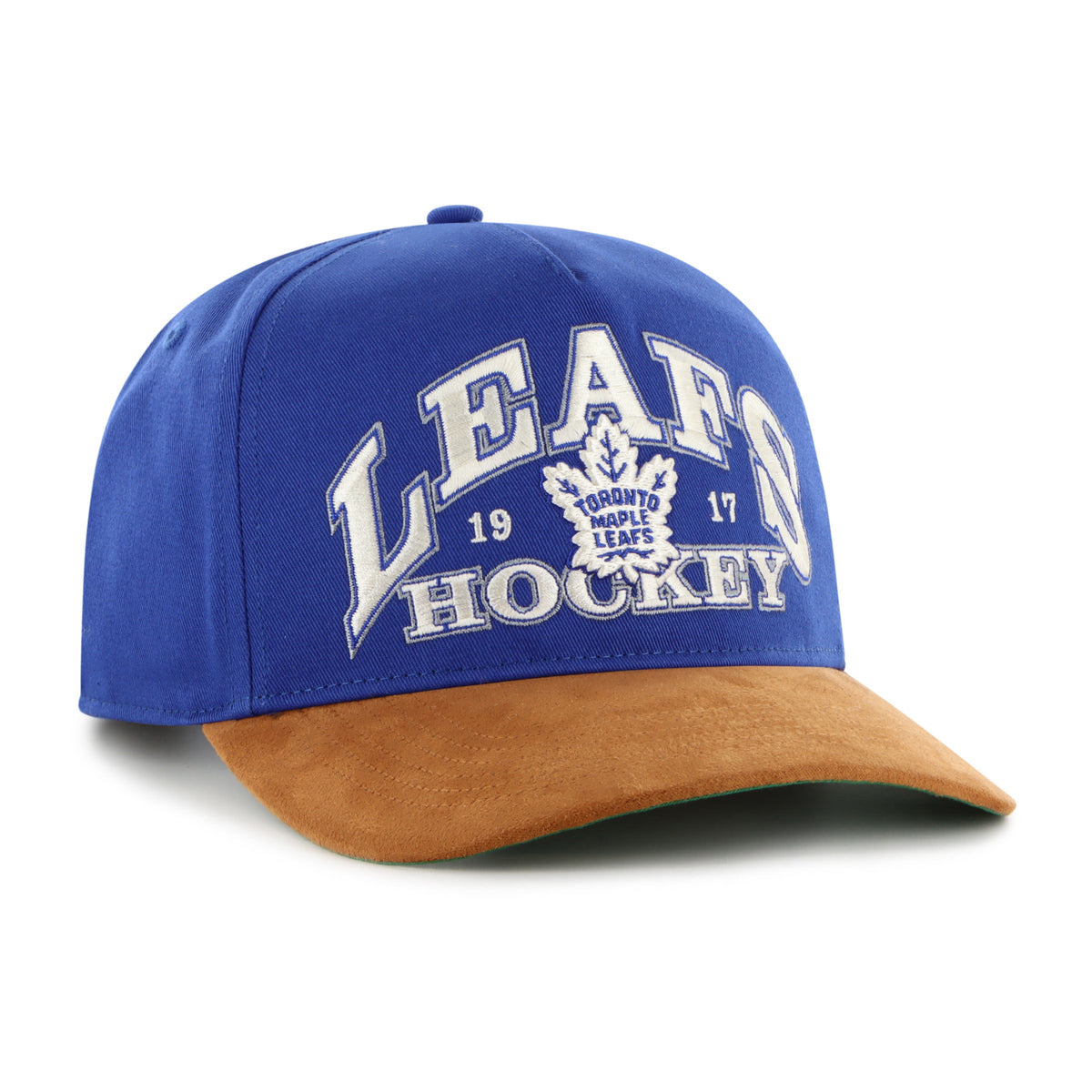 Toronto Maple Leafs NHL 47 Brand Men Royal Break Wood Suede Hitch Snapback Hat product image 1, provided for visual