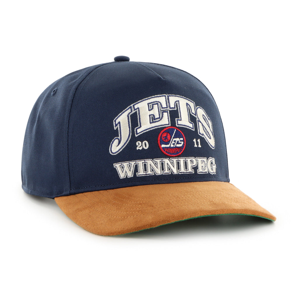 Winnipeg Jets NHL 47 Brand Men Navy Break Wood Suede Hitch Snapback Hat product image 1, provided for visual reference and